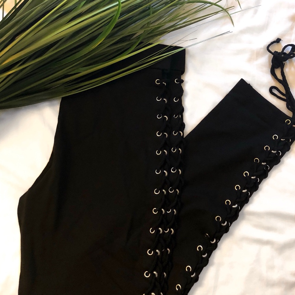 Black Lace Up Leggings